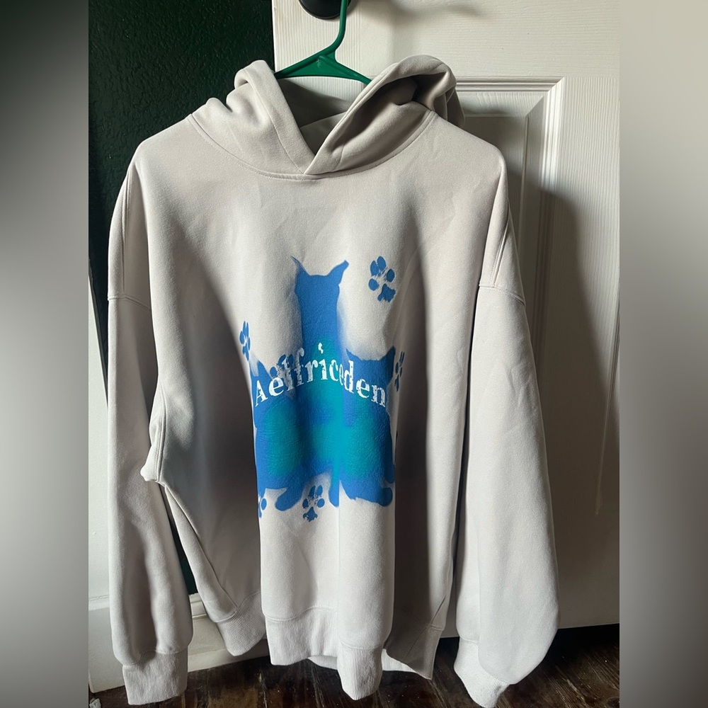 Aelfric Eden Gray Hoodie with Blue Graphic